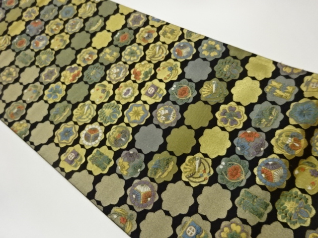 JAPANESE FUKURO OBI / WOVEN FLOWER CREST